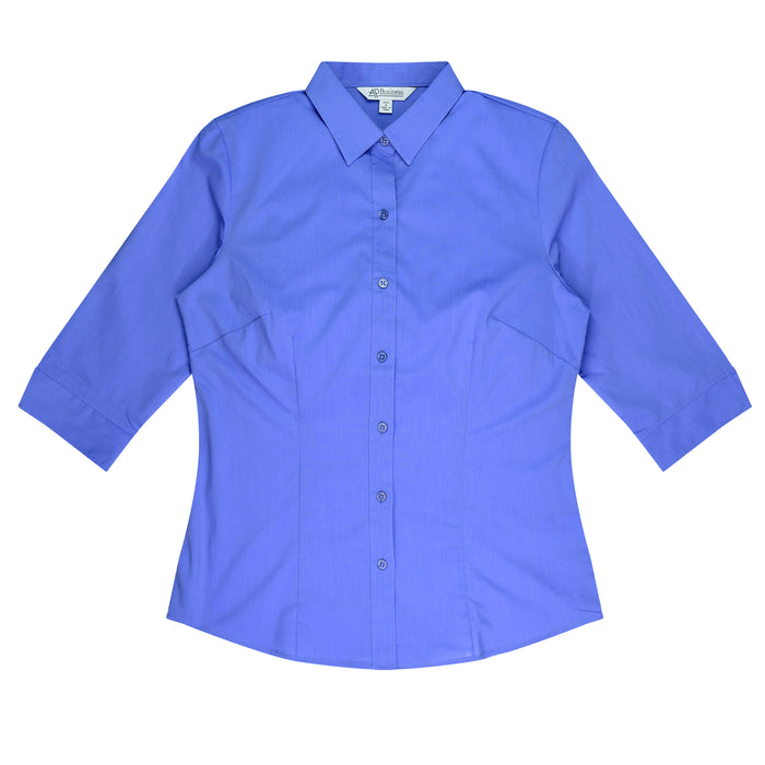 MOSMAN LADY SHIRT 3/4 SLEEVE - MID BLUE