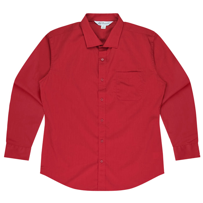 MOSMAN MENS SHIRT LONG SLEEVE - RED