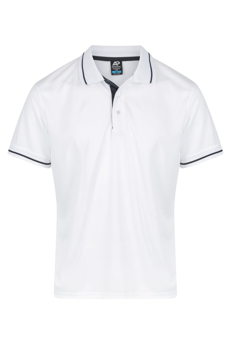 COTTESLOE MENS POLOS - WHITE/NAVY