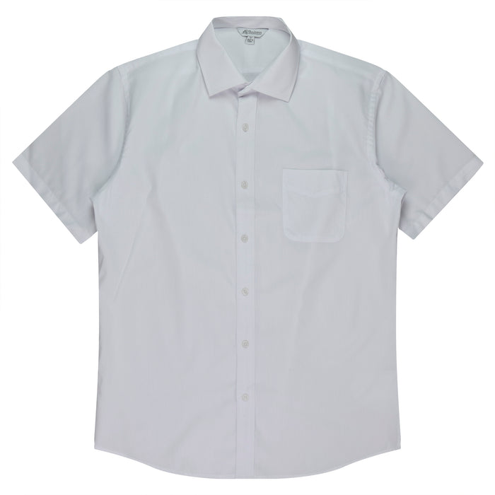 MOSMAN MENS SHIRT SHORT SLEEVE - WHITE