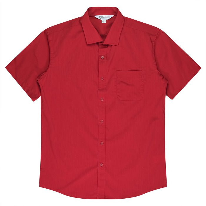 MOSMAN MENS SHIRT SHORT SLEEVE - RED