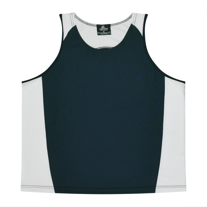 PREMIER MENS SINGLETS - NAVY/WHITE