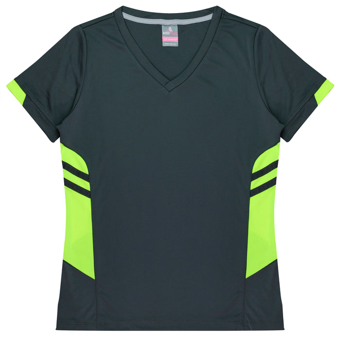 TASMAN LADY TEES - SLATE/NEON YELLOW