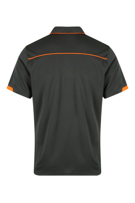 CURRUMBIN MENS POLOS - SLATE/HI VIZ ORANGE