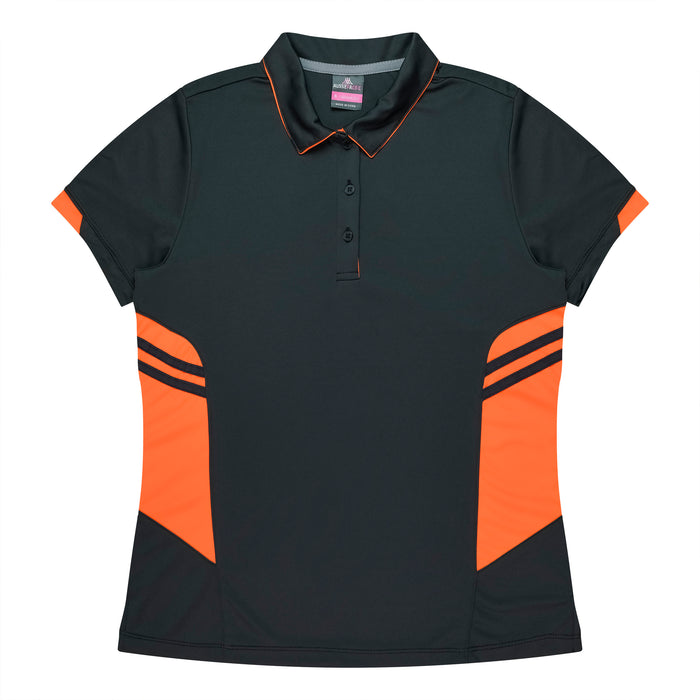 TASMAN LADY POLOS - SLATE/NEON ORANGE