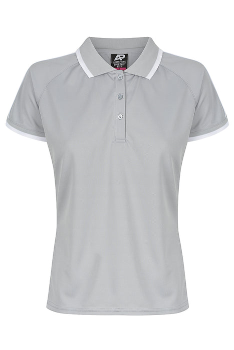 DOUBLE BAY LADY POLOS - SILVER/WHITE