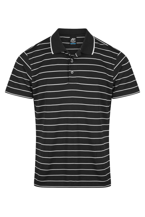 VAUCLUSE MENS POLOS - BLACK/WHITE