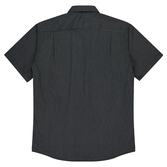 HENLEY MENS SHIRT SHORT SLEEVE - BLACK/SILVER