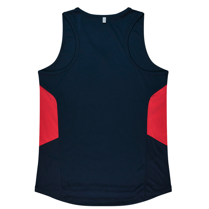 TASMAN LADY SINGLETS - NAVY/RED