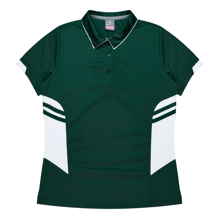 TASMAN LADY POLOS - BOTTLE/WHITE