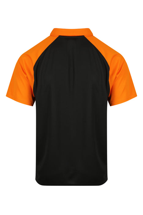 MANLY MENS POLOS - BLACK/ELECTRIC ORANGE