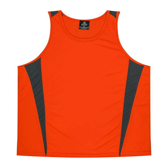 EUREKA MENS SINGLETS - ORANGE/CHARCOAL