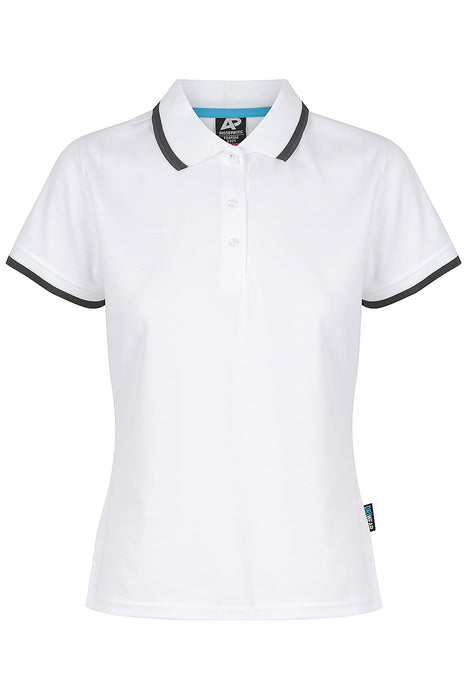 PORTSEA LADY POLOS - WHITE/SLATE