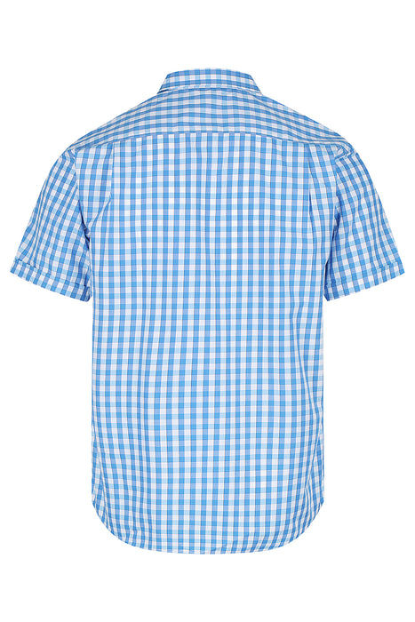 DEVONPORT MENS SHIRT SHORT SLEEVE - MID BLUE/SKY