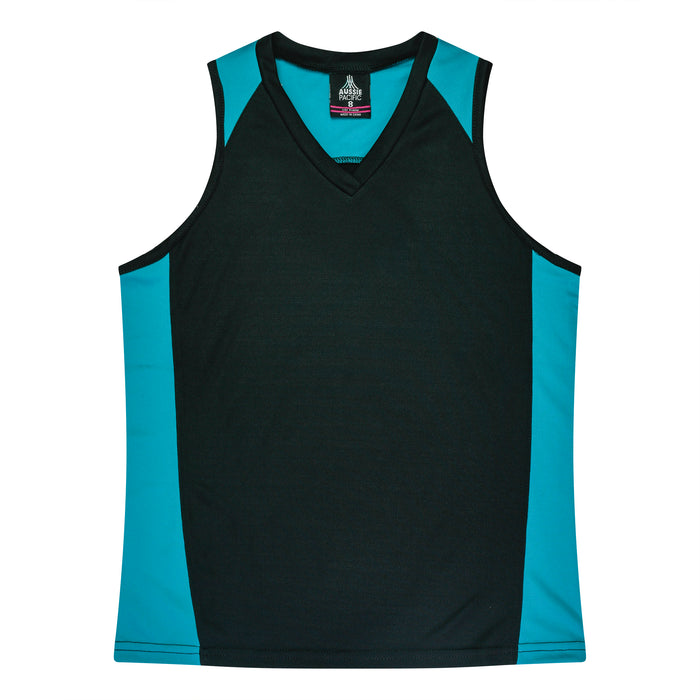 PREMIER LADY SINGLETS - BLACK/TEAL