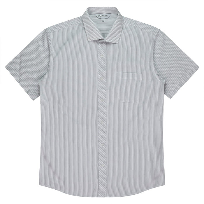 BAYVIEW MENS SHIRT SHORT SLEEVE - WHITE/SILVER