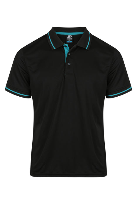 COTTESLOE MENS POLOS - BLACK/TEAL