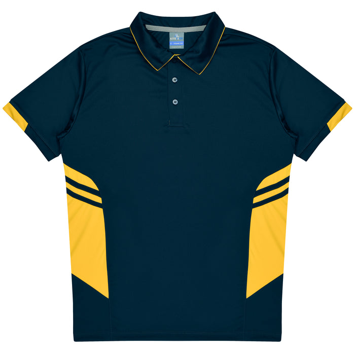 TASMAN MENS POLOS - NAVY/GOLD