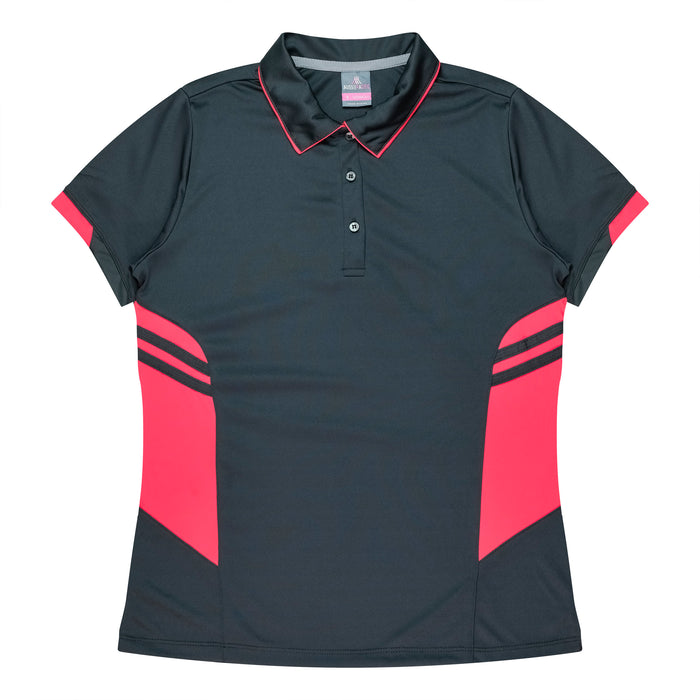 TASMAN LADY POLOS - SLATE/NEON PINK