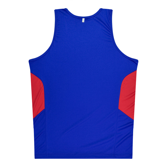 TASMAN MENS SINGLETS - ROYAL/RED
