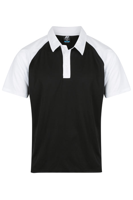 MANLY MENS POLOS - BLACK/WHITE