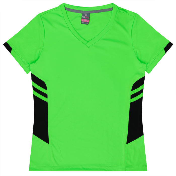 TASMAN LADY TEES - NEON GREEN/BLACK