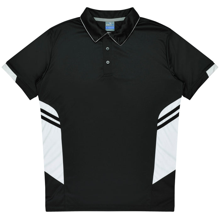 TASMAN MENS POLOS - BLACK/WHITE