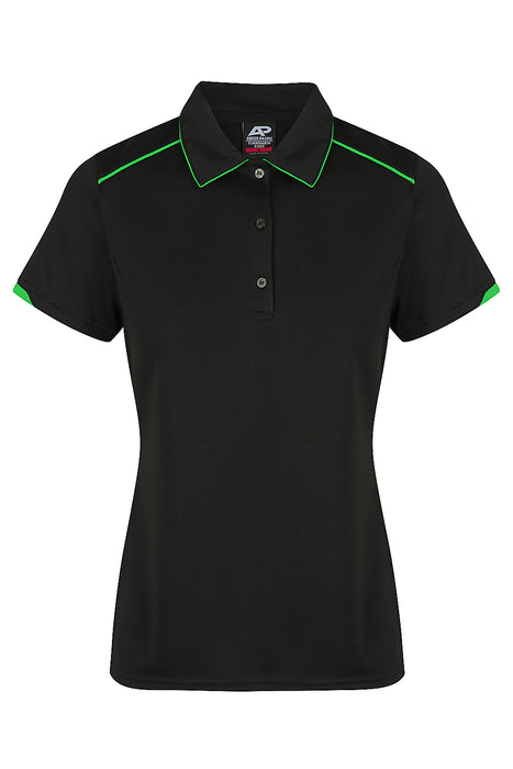 CURRUMBIN LADY POLOS - BLACK/KAWA GREEN