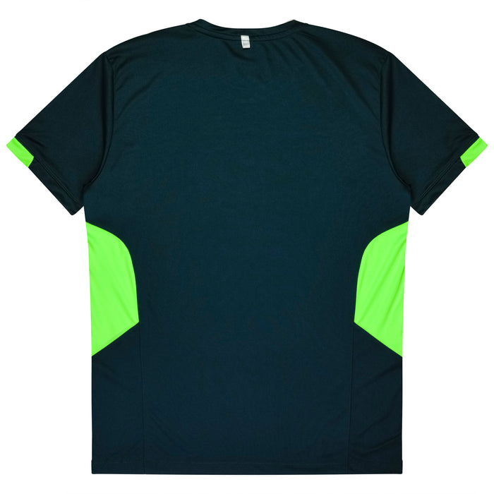 TASMAN MENS TEES - NAVY/NEON GREEN