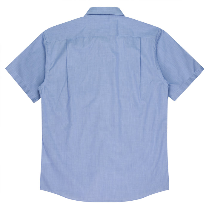 GRANGE MENS SHIRT SHORT SLEEVE - MID BLUE