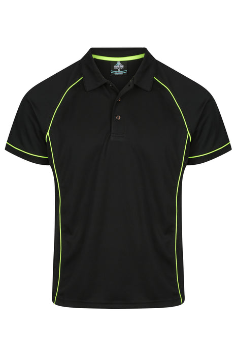 ENDEAVOUR MENS POLOS - BLACK/GREEN