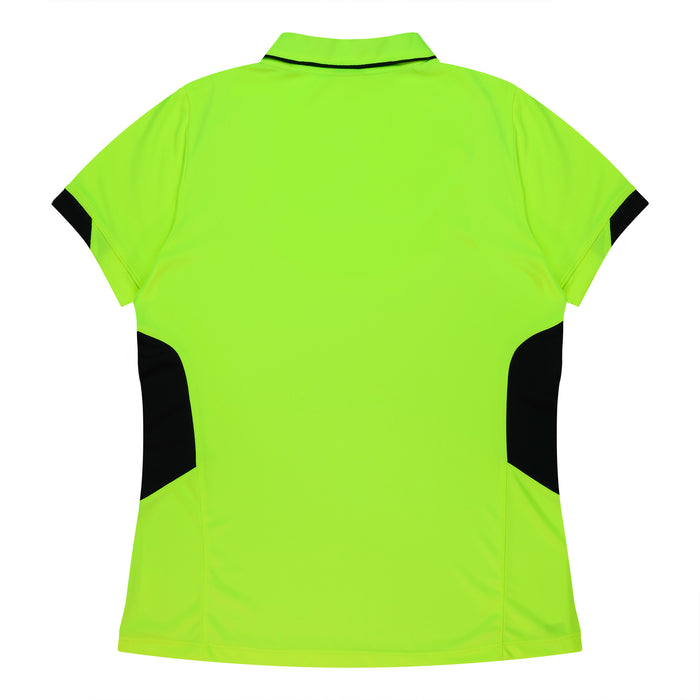 TASMAN LADY POLOS - NEON YELLOW/BLACK